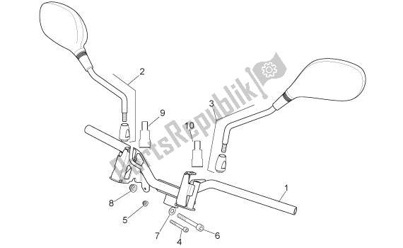 All parts for the Handlebar of the Aprilia Sport City Cube 44 250 2008 - 2010