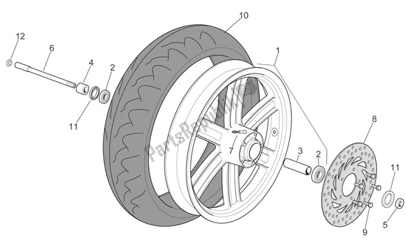 Toutes les pièces pour le Roue Avant du Aprilia Sport City Cube 44 250 2008 - 2010