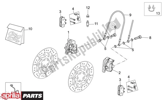 All parts for the Voorwielremklauw of the Aprilia Sport City Cube 44 250 2008 - 2010