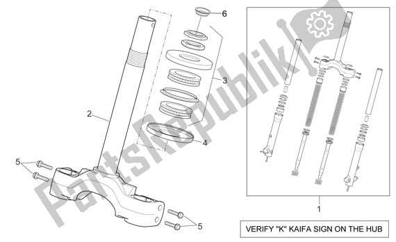 All parts for the Fork of the Aprilia Sport City Cube 44 250 2008 - 2010