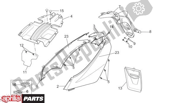 All parts for the Zijbeplating of the Aprilia Sport City Cube 44 250 2008 - 2010