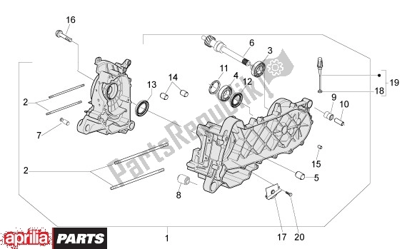 All parts for the Crankcase of the Aprilia Sport City ONE 4T 41 50 2008 - 2010