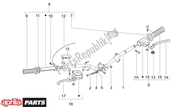All parts for the Handlebar of the Aprilia Sport City ONE 4T 41 50 2008 - 2010
