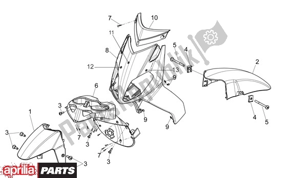 All parts for the Voorscherm of the Aprilia Sport City ONE 4T 41 50 2008 - 2010