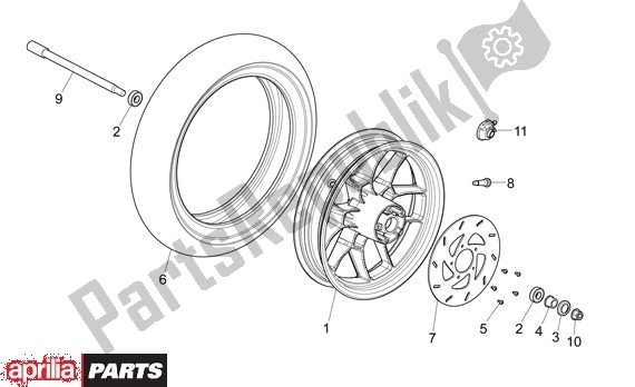 All parts for the Front Wheel of the Aprilia Sport City ONE 4T 41 50 2008 - 2010