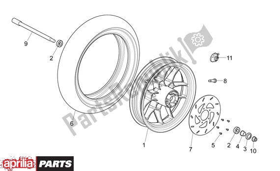 All parts for the Front Wheel of the Aprilia Sport City ONE 4T 41 50 2008 - 2010