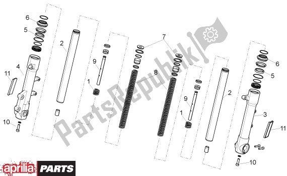 All parts for the Vork Componenten of the Aprilia Sport City ONE 4T 41 50 2008 - 2010