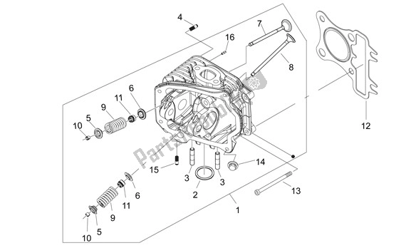 All parts for the Cylinder Head of the Aprilia Sport City ONE 4T Euro3 42 125 2008 - 2010