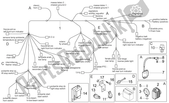 Tutte le parti per il Elektrische Installatie del Aprilia Sport City ONE 4T Euro3 42 125 2008 - 2010