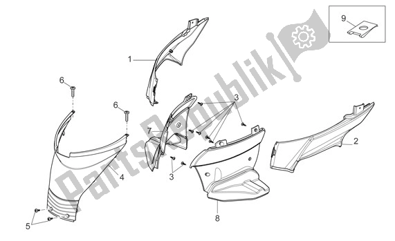 All parts for the Inwendige Bekleding of the Aprilia Sport City ONE 4T Euro3 42 125 2008 - 2010