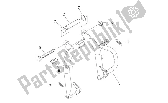 All parts for the Center Stand of the Aprilia Sport City ONE 4T Euro3 42 125 2008 - 2010