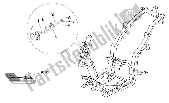 All parts for the Slotset of the Aprilia Sport City ONE 4T Euro3 42 125 2008 - 2010