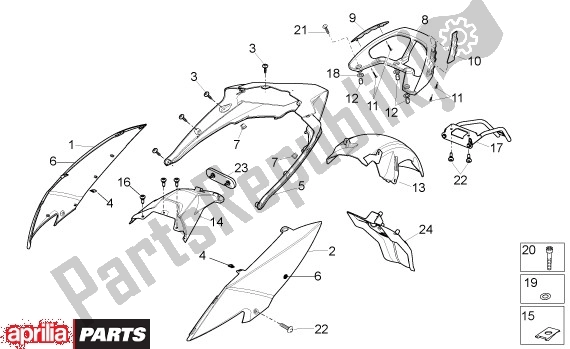 All parts for the Zijbeplating of the Aprilia Sport City ONE 4T Euro3 42 125 2008 - 2010
