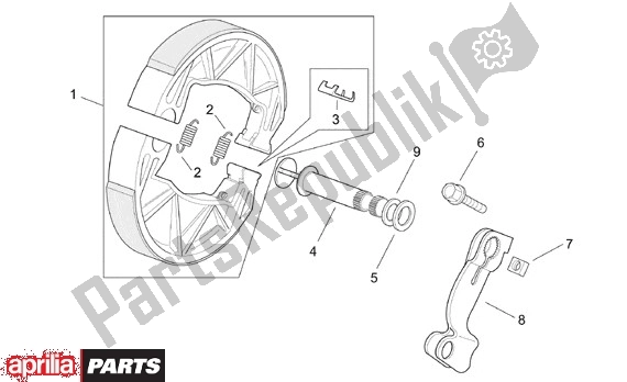 Alle onderdelen voor de Achterwielrem van de Aprilia SR 125-150 670 1999 - 2001