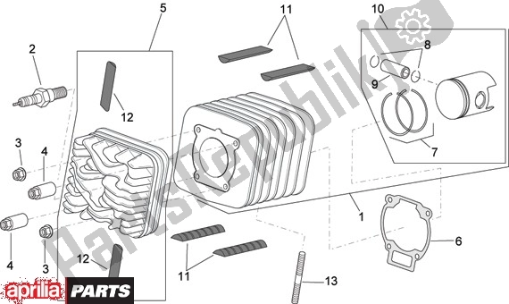 All parts for the Cylinder of the Aprilia SR 125-150 670 1999 - 2001
