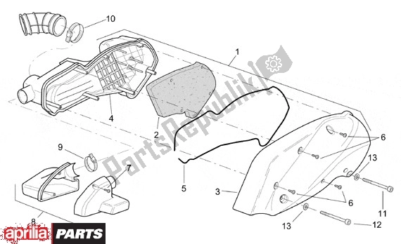 Tutte le parti per il Filterhuis del Aprilia SR 125-150 670 1999 - 2001