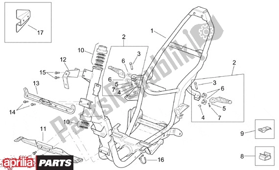 Tutte le parti per il Frame del Aprilia SR 125-150 670 1999 - 2001