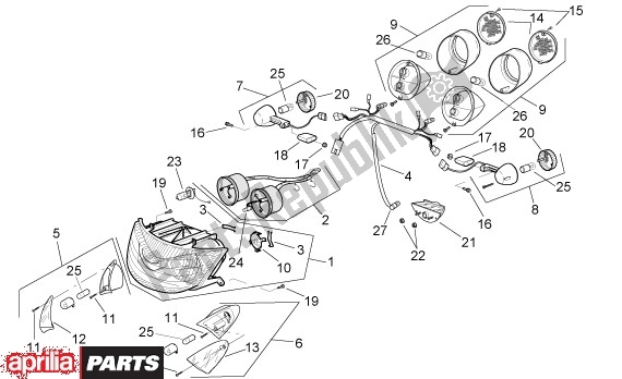 Todas as partes de Koplamp Achterlicht do Aprilia SR 125-150 670 1999 - 2001