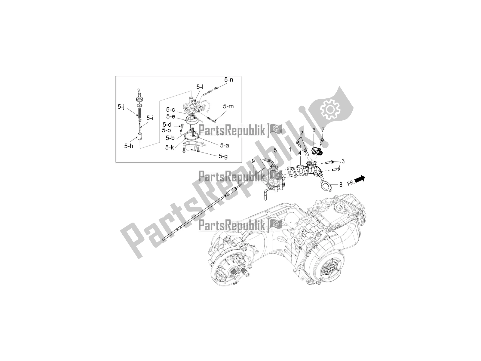 Alle onderdelen voor de Carburateur-reserveonderdelen van de Aprilia SR 125 HE Carb 2019