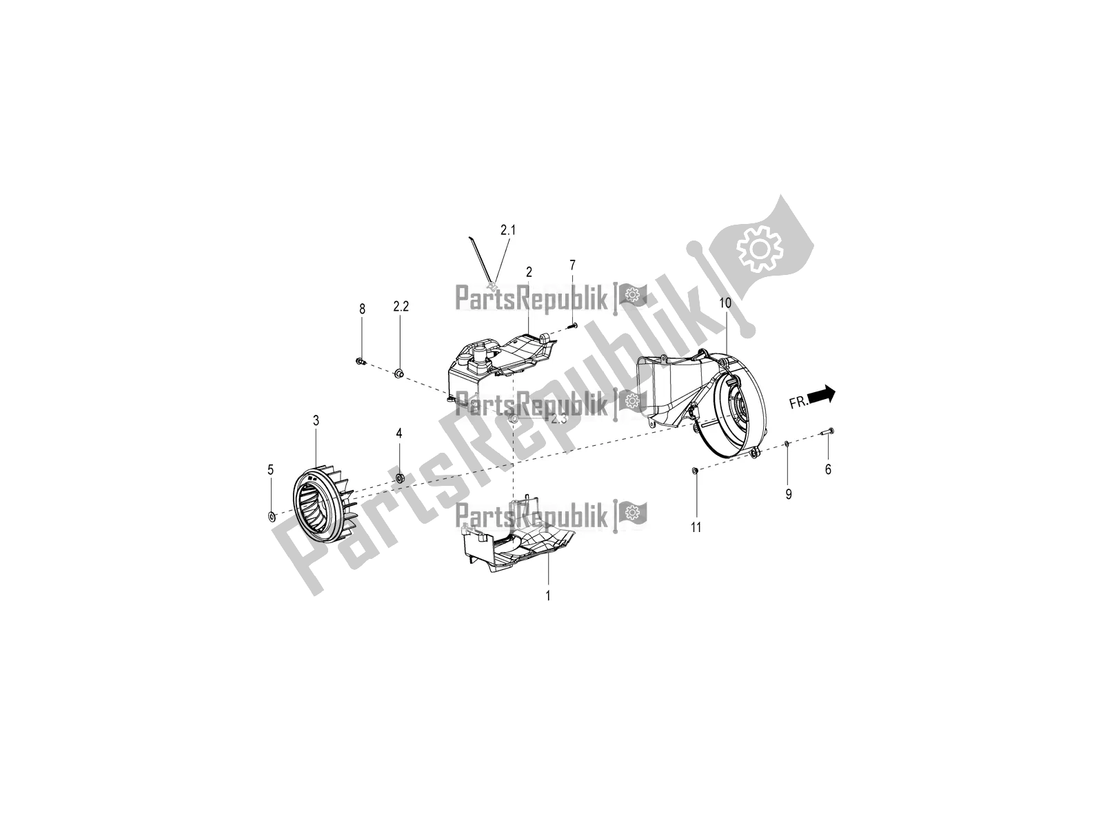 Todas as partes de Fan Cover And Shroud do Aprilia SR 125 HE Carb 2020