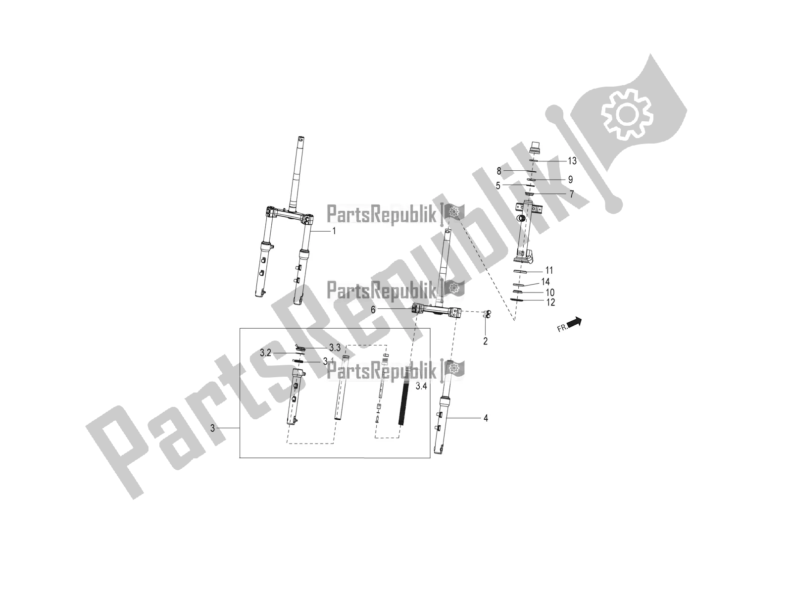 Toutes les pièces pour le Suspension De Roue Avant du Aprilia SR 125 HE Carb 2020