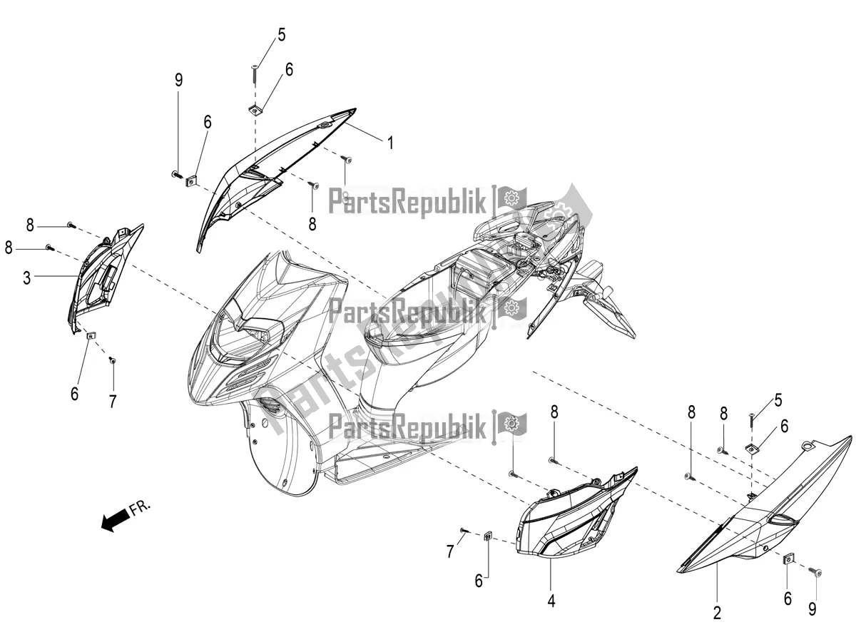 Tutte le parti per il Rivestimenti Laterali-spoiler del Aprilia SR 125 Storm TT Bsiv 2021