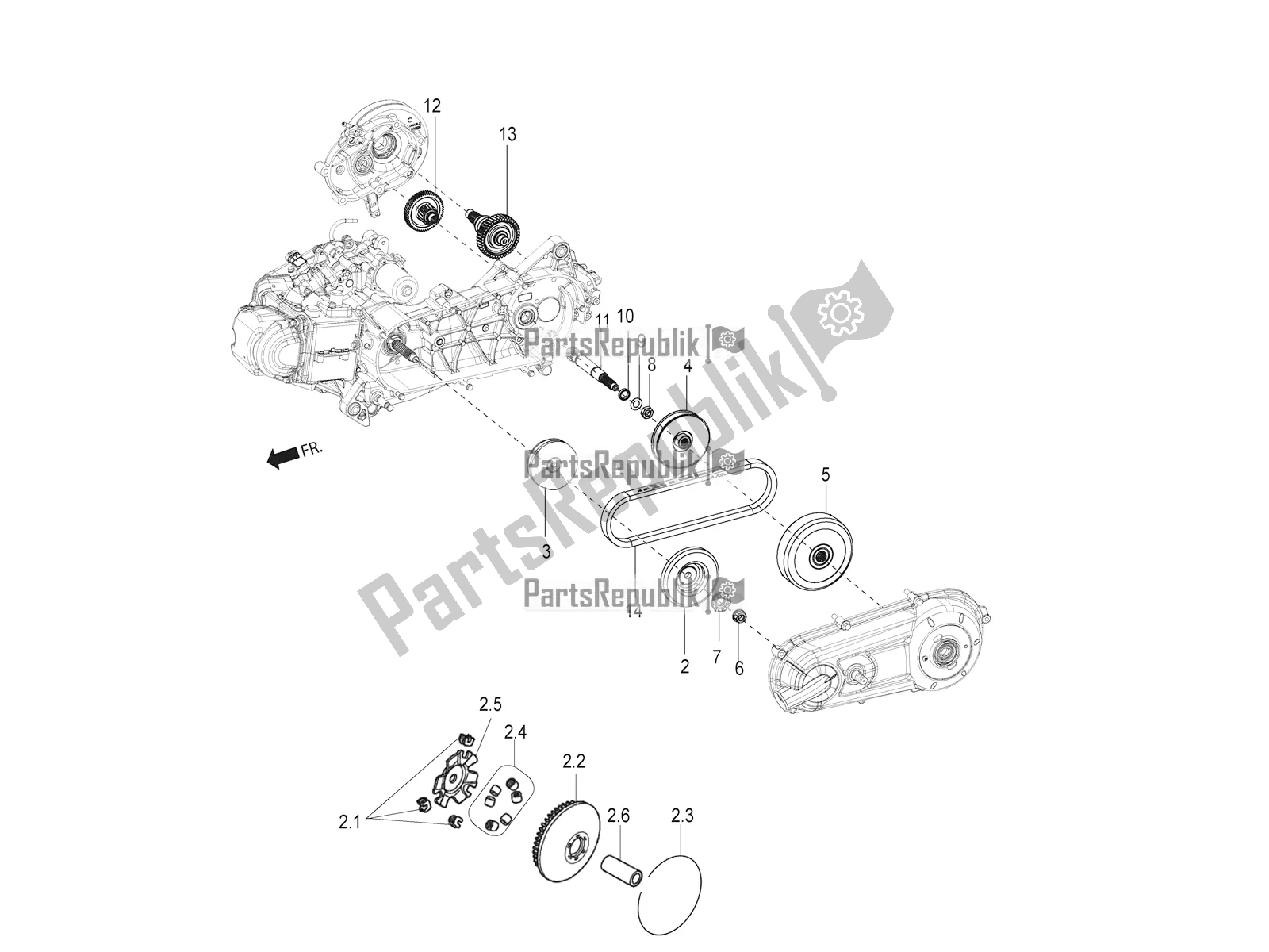 Toutes les pièces pour le Transmission-embrayage du Aprilia SR 125 Storm TT Bsiv 2021