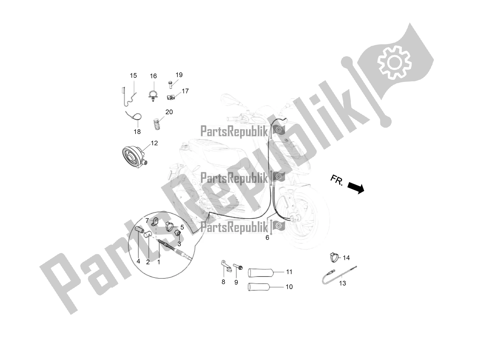 All parts for the Transmissions-rear Brake-speedometr (kms) of the Aprilia SR 125 Storm TT Bsiv 2021