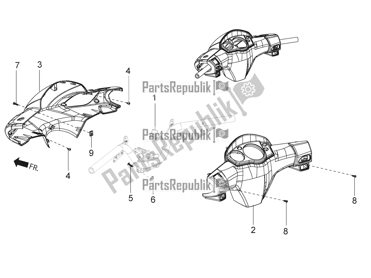 All parts for the Handlebar Coverings of the Aprilia SR 125 Storm TT Bsiv 2022