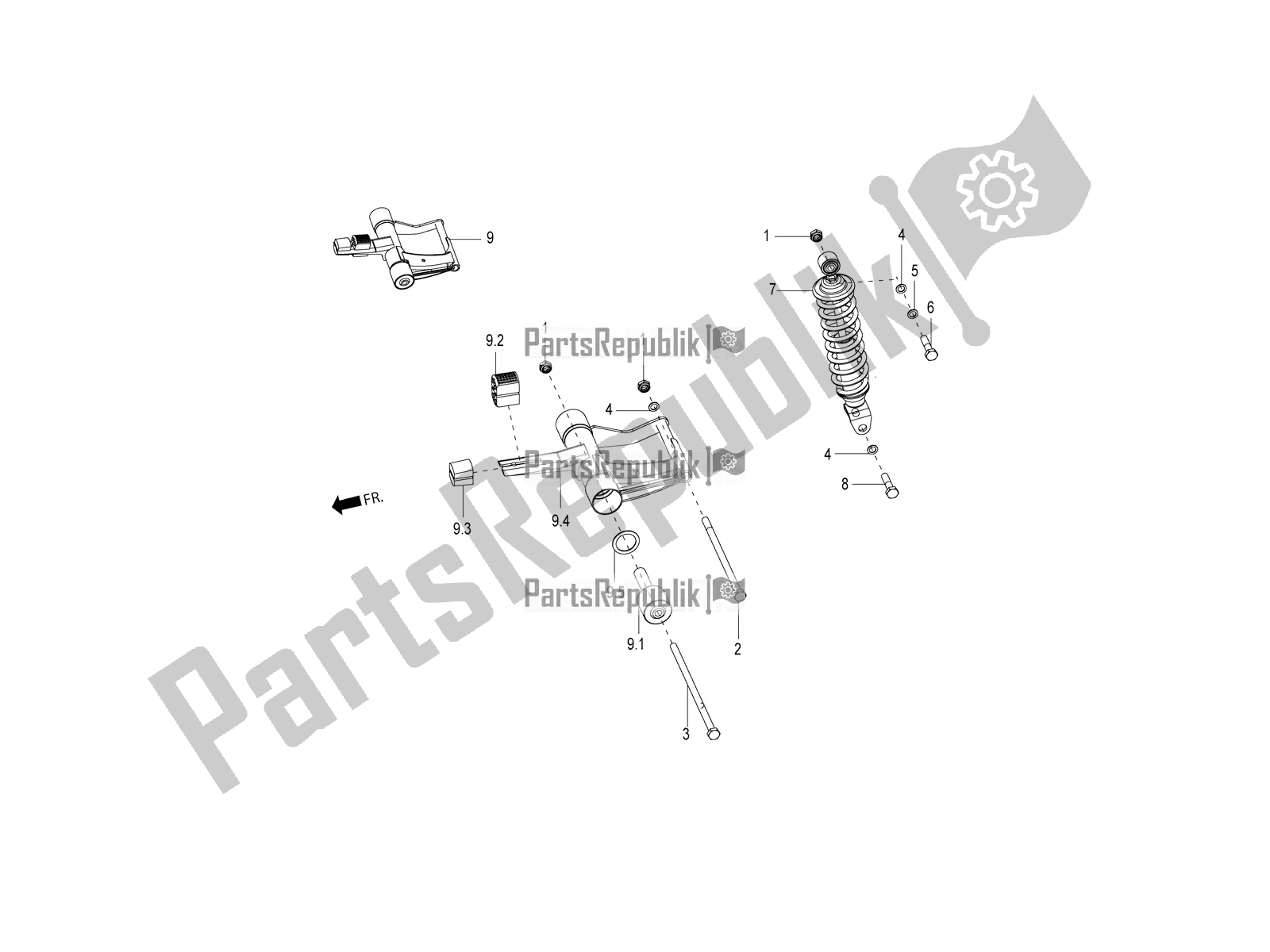 Tutte le parti per il Ammortizzatore Posteriore del Aprilia SR 125 Storm TT Bsiv 2022