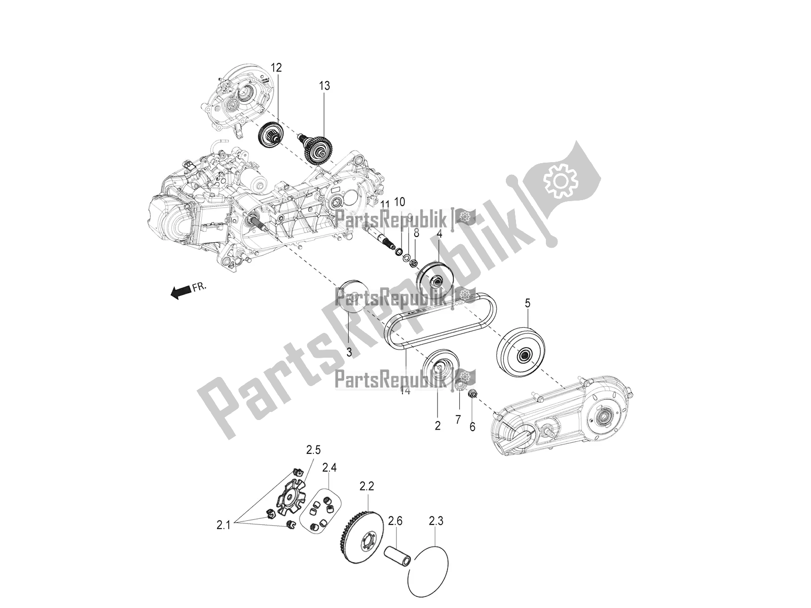 Toutes les pièces pour le Transmission-embrayage du Aprilia SR 125 Storm TT Bsiv 2022