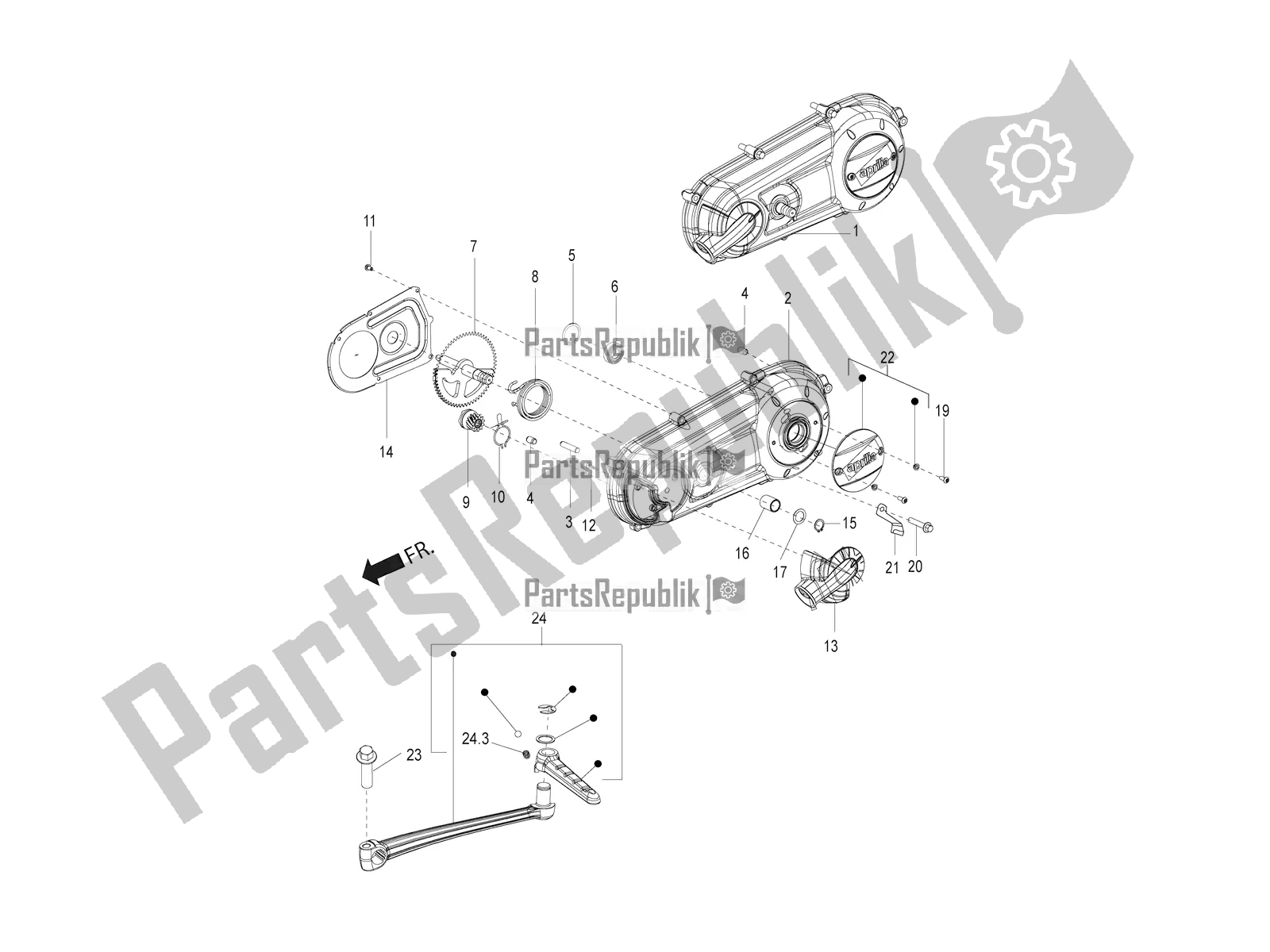 Todas las partes para Cubierta De Transmisión de Aprilia SR 125 Storm TT Bsiv 2022