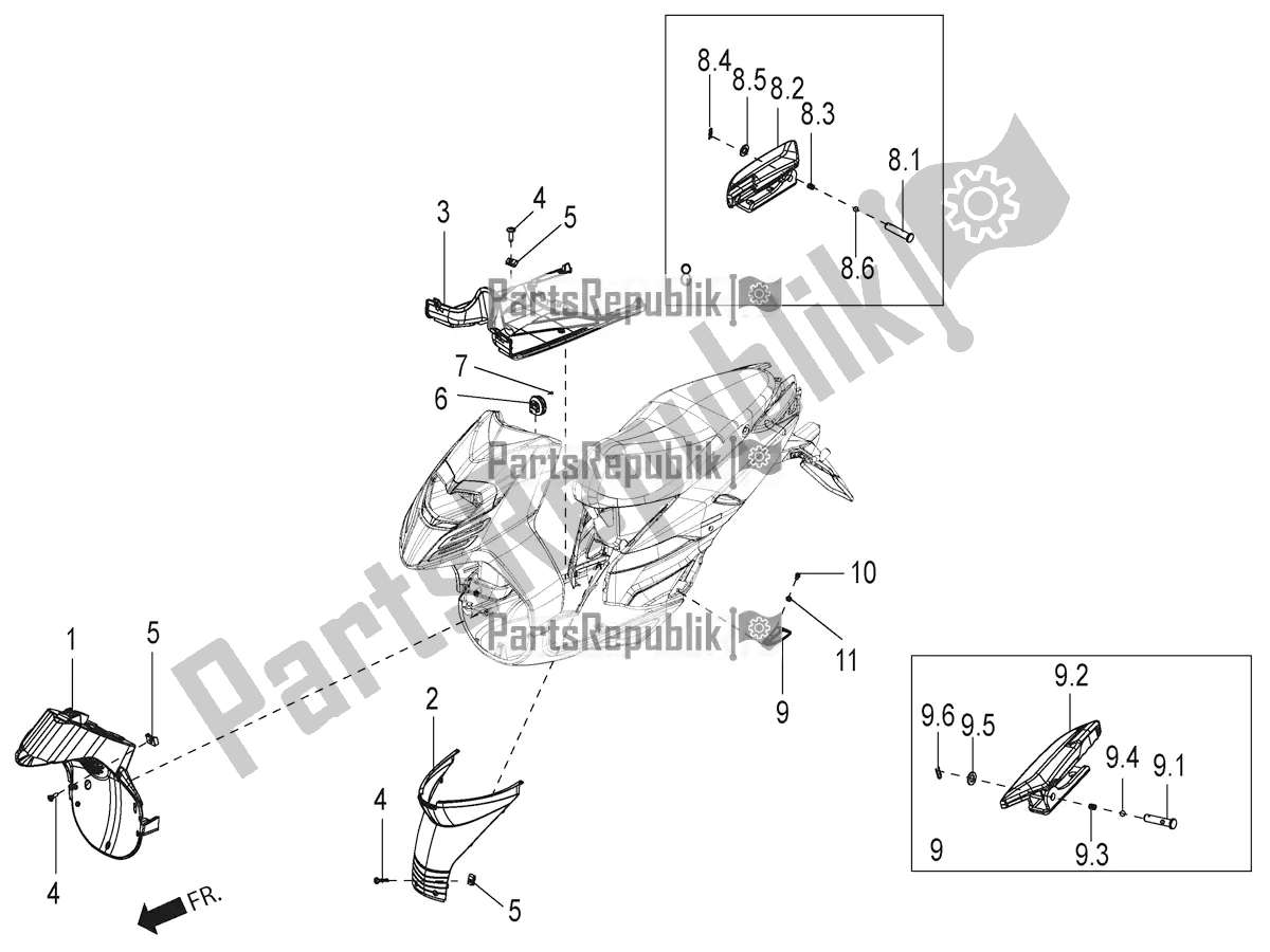 All parts for the Central Cover - Footrests of the Aprilia SR 125 Storm TT Bsiv Latam 2020