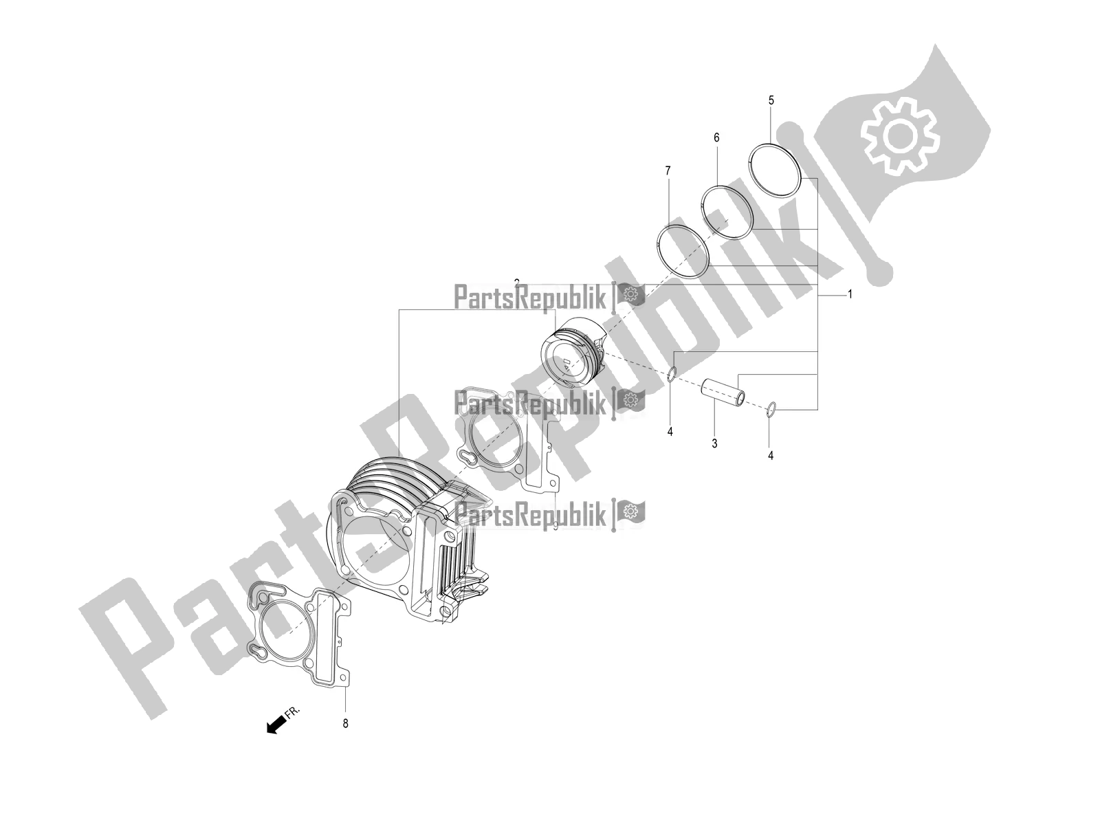 All parts for the Cylinder-piston-wrist Pin, Assy of the Aprilia SR 125 Storm TT Bsiv Latam 2020