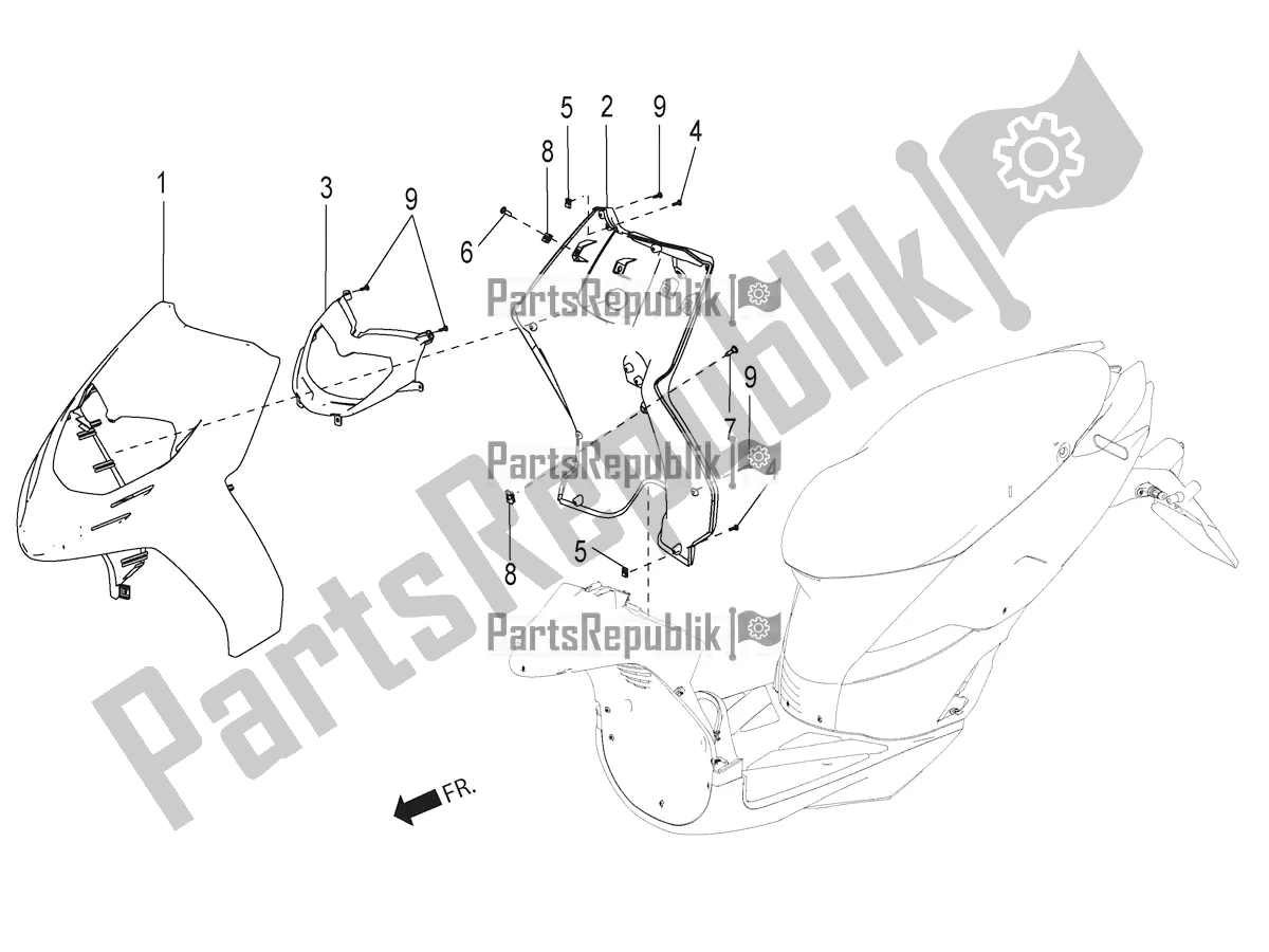 Tutte le parti per il Scudo Anteriore del Aprilia SR 125 Storm TT Bsiv Latam 2020