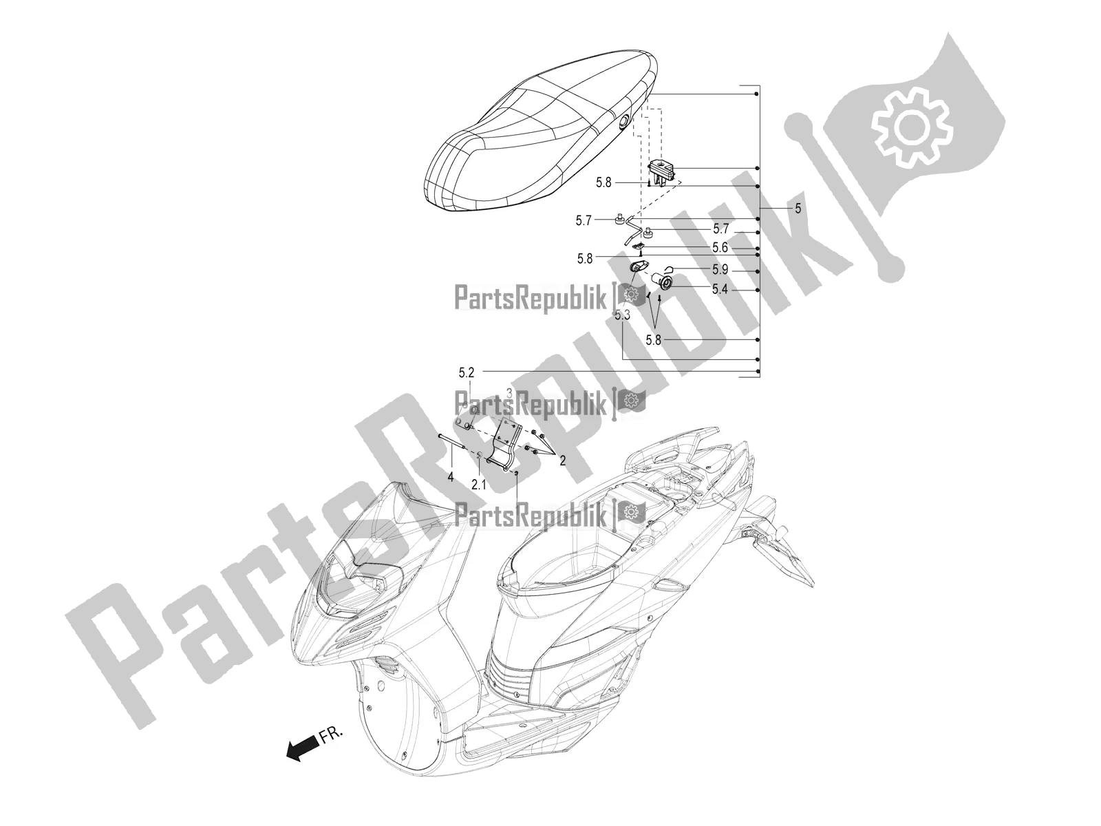 All parts for the Saddle of the Aprilia SR 125 Storm TT Bsiv Latam 2020