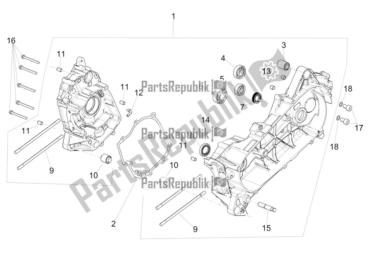 All parts for the Crankcase of the Aprilia SR 125 Storm TT Bsiv Latam 2022