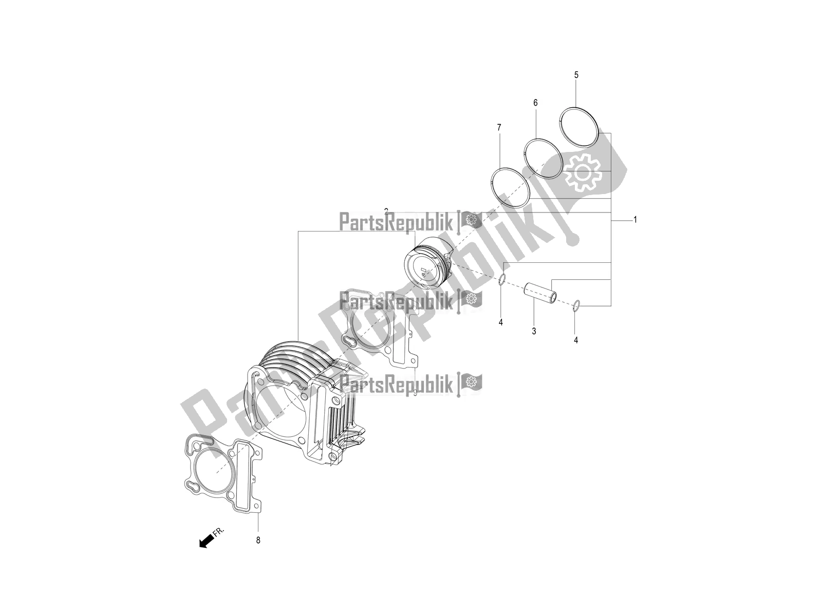 All parts for the Cylinder-piston-wrist Pin, Assy of the Aprilia SR 125 Storm TT Bsiv Latam 2022