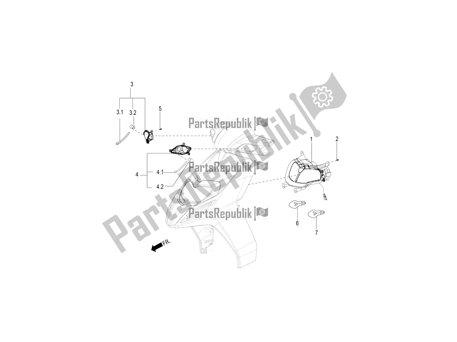 Toutes les pièces pour le Phares Avant - Clignotants du Aprilia SR 125 Storm TT Bsiv Latam 2022