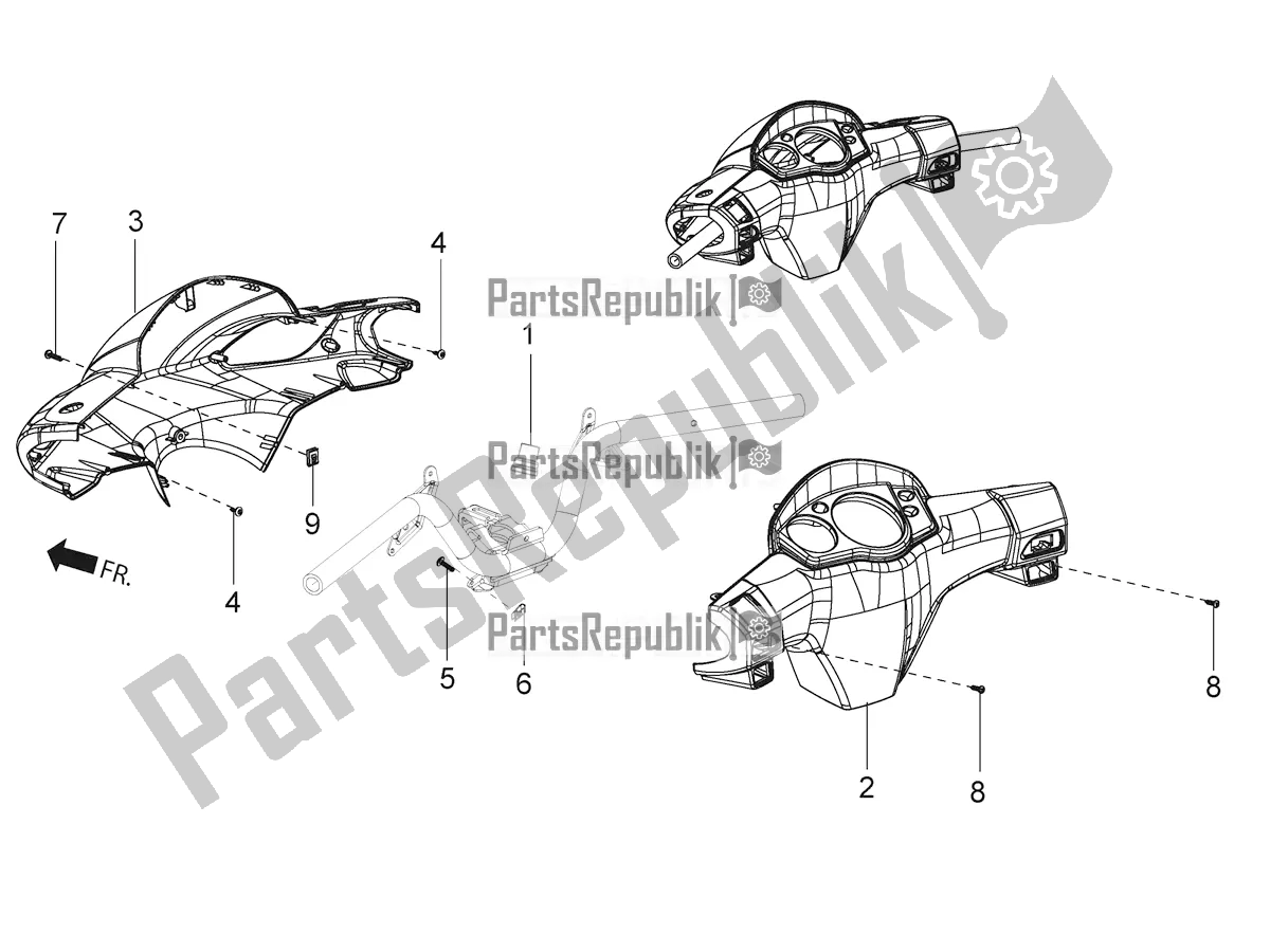 Alle Teile für das Lenkerabdeckungen des Aprilia SR 125 Storm TT Bsiv Latam 2022