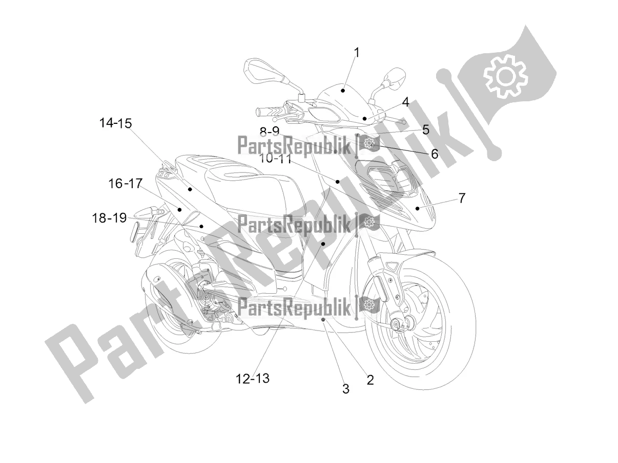 All parts for the Plates - Emblems of the Aprilia SR 125 Storm TT Bsiv Latam 2022