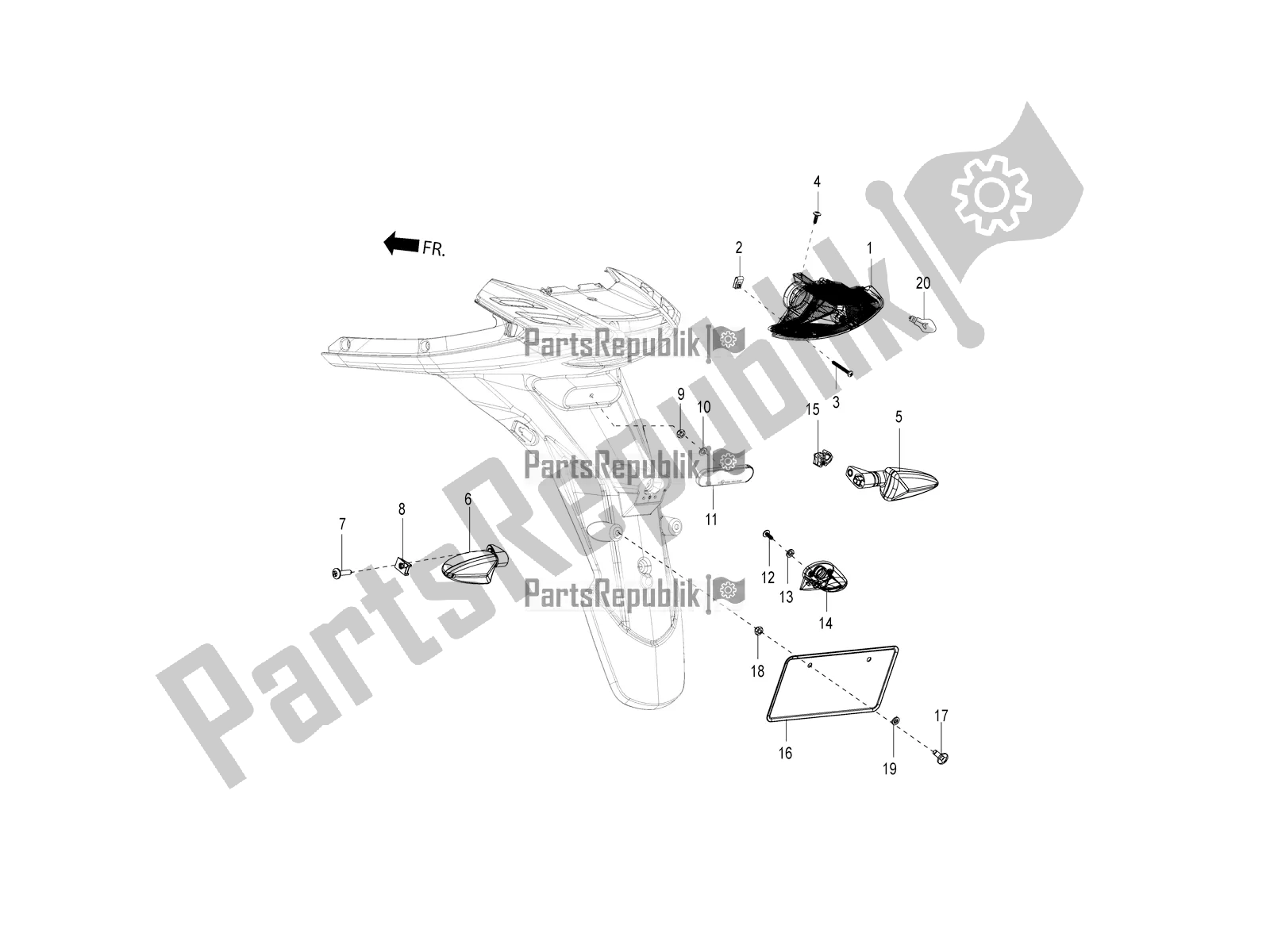 Toutes les pièces pour le Phares Arrière - Clignotants du Aprilia SR 125 Storm TT Bsiv Latam 2022