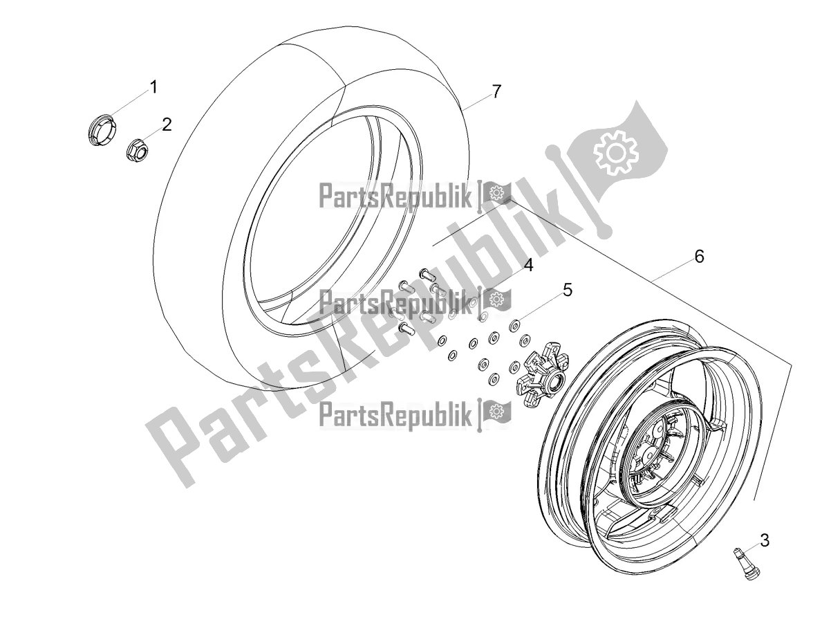 All parts for the Rear Wheel of the Aprilia SR 125 Storm TT Bsiv Latam 2022