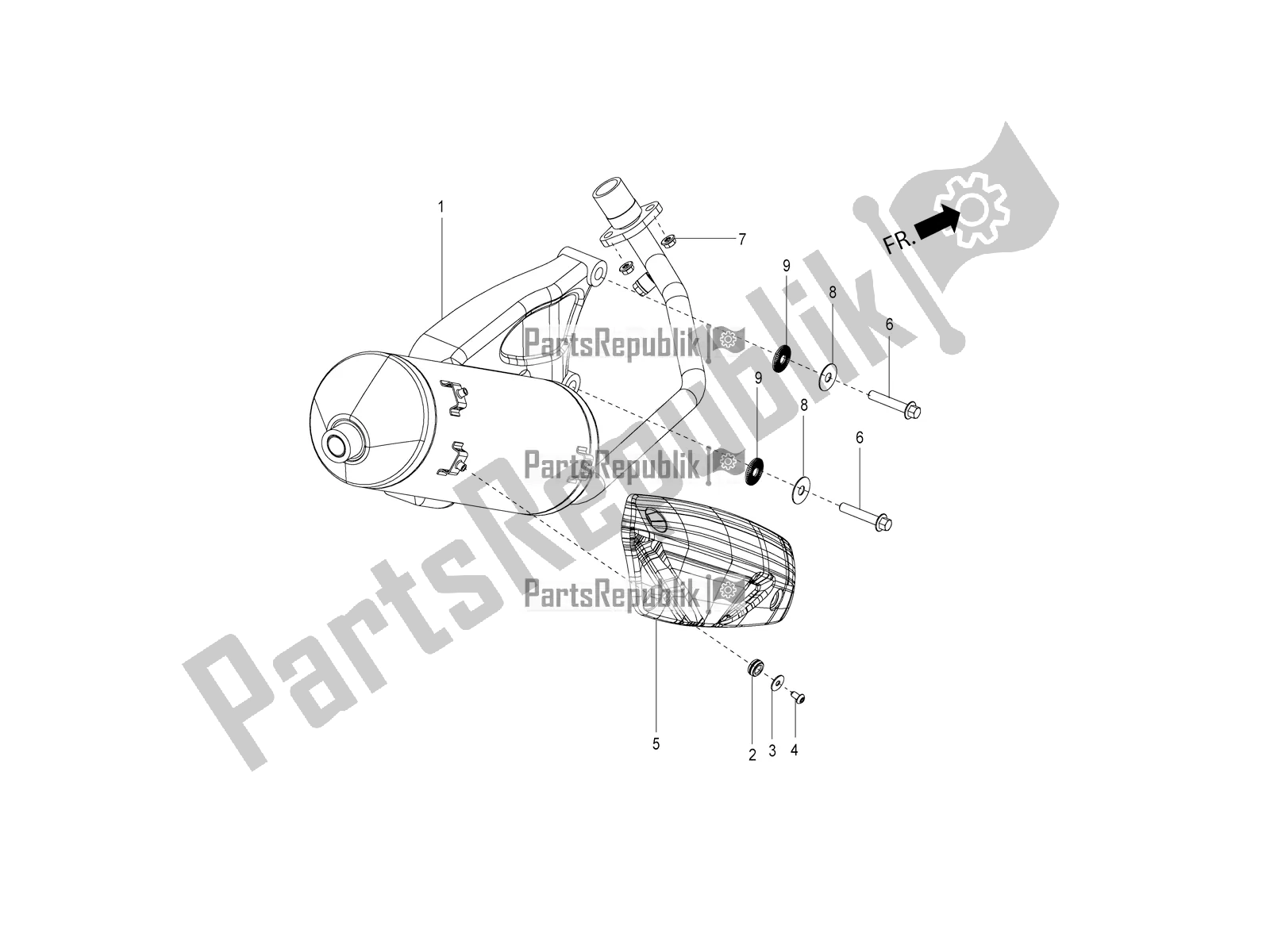 Alle Teile für das Schalldämpfer des Aprilia SR 125 Storm TT Bsiv Latam 2022