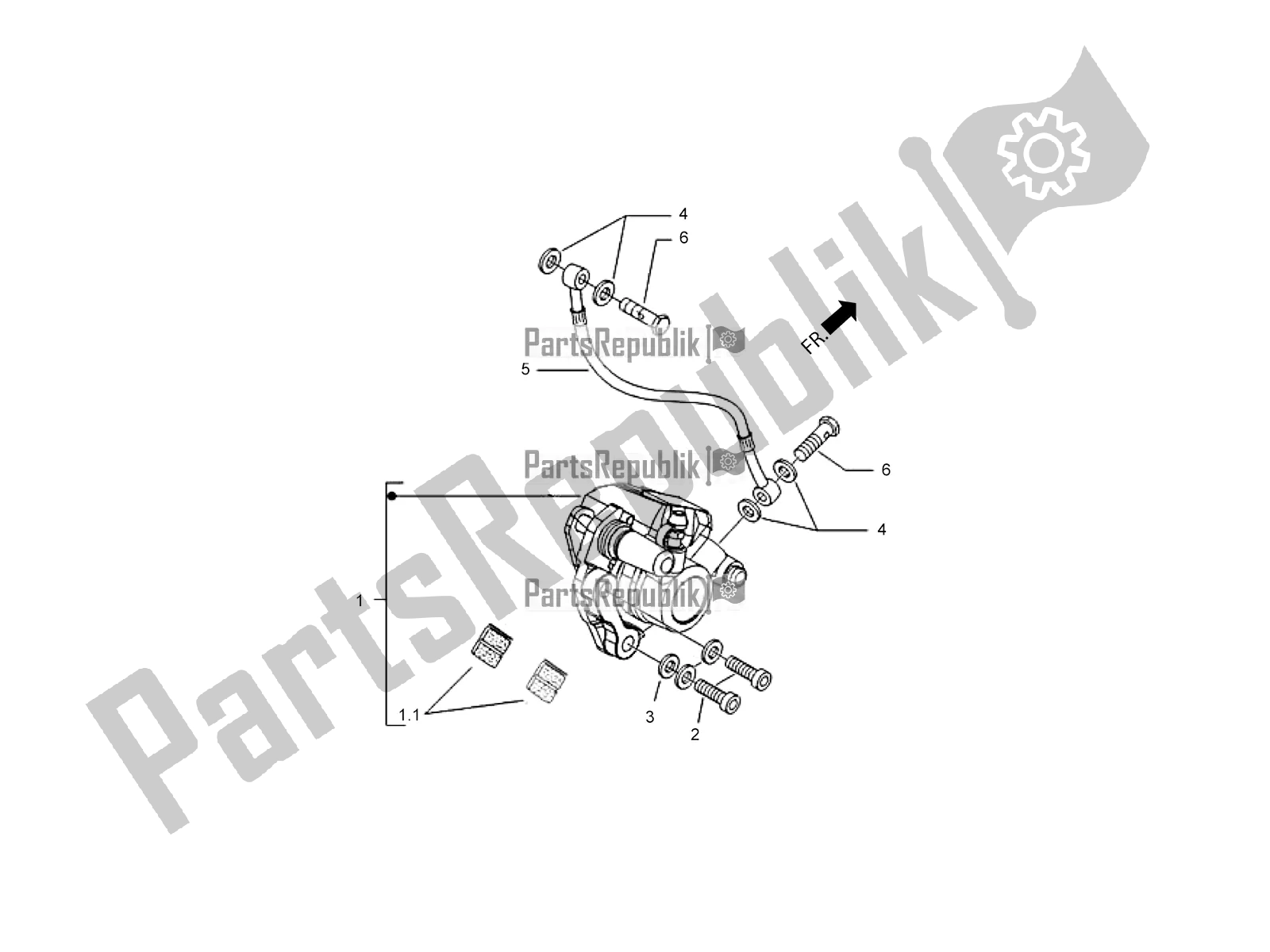 Wszystkie części do Orurowanie Przedniego Hamulca - Przedni Zacisk Hamulca Aprilia SR 150 4 T/3V 2018