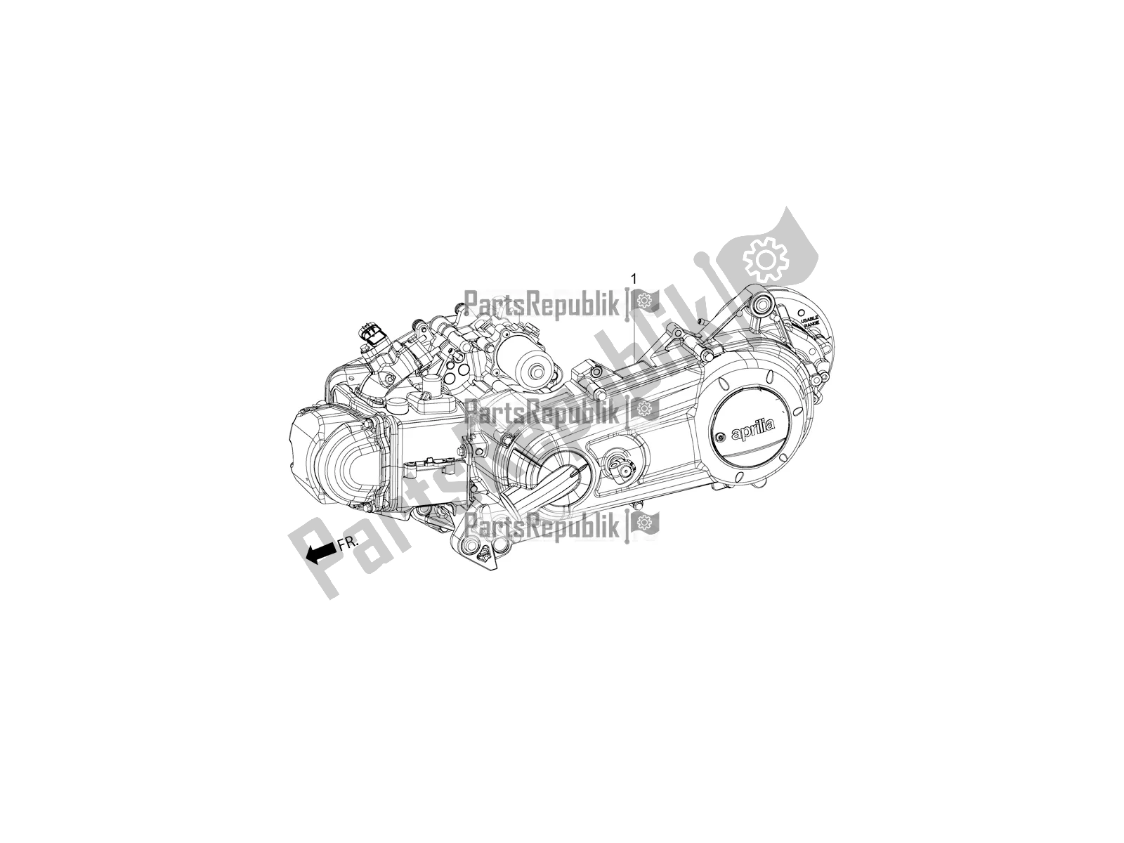 All parts for the Complete Engine of the Aprilia SR 150 4 T/3V 2019