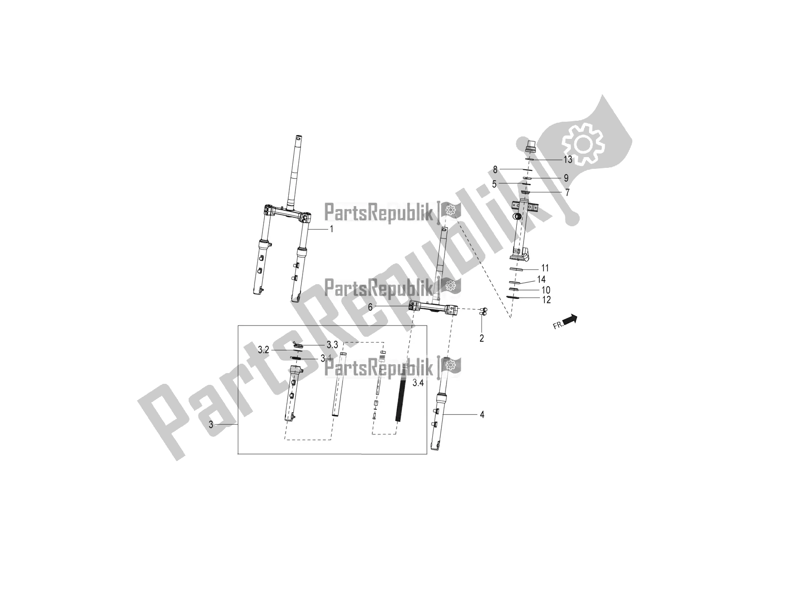 All parts for the Front Wheel Suspension of the Aprilia SR 150 4 T/3V 2019