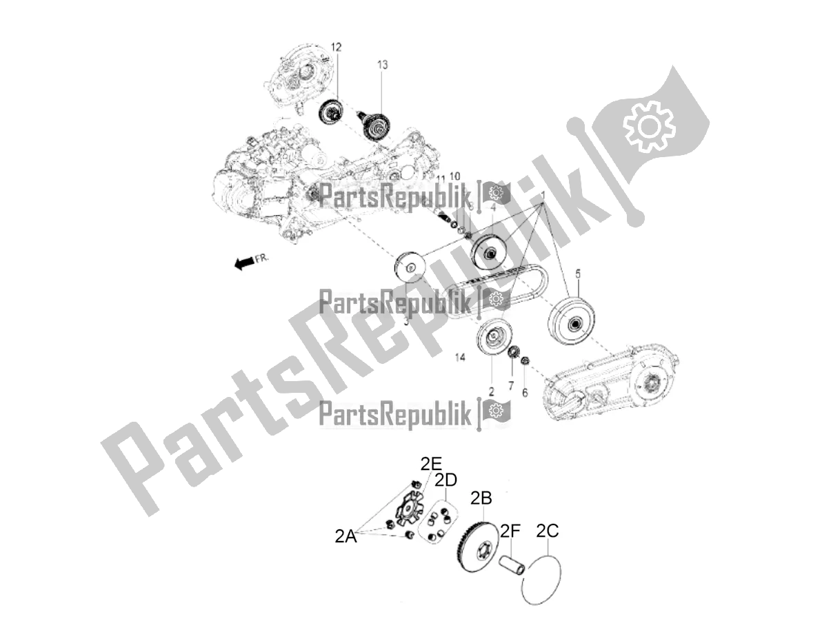 Todas as partes de Embreagem De Transmissão do Aprilia SR 150 4 T/3V 2020