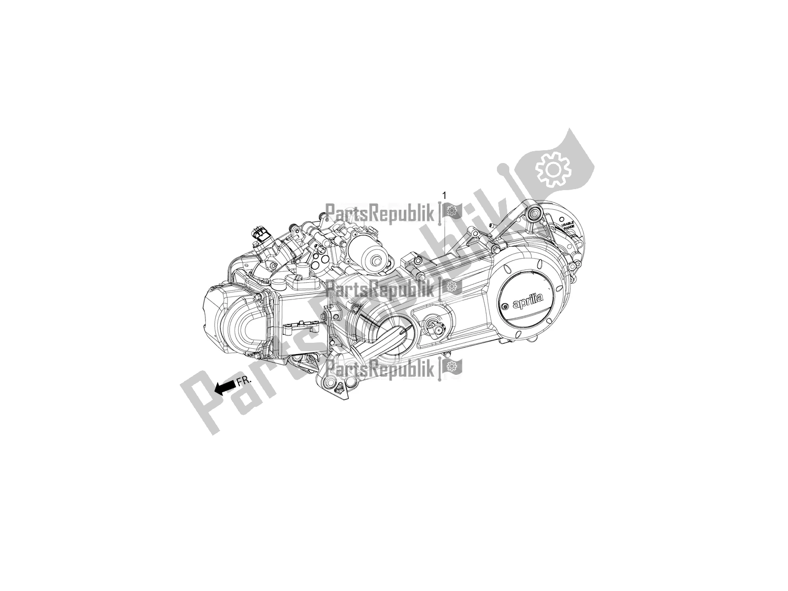 All parts for the Complete Engine of the Aprilia SR 150 4 T/3V 2021
