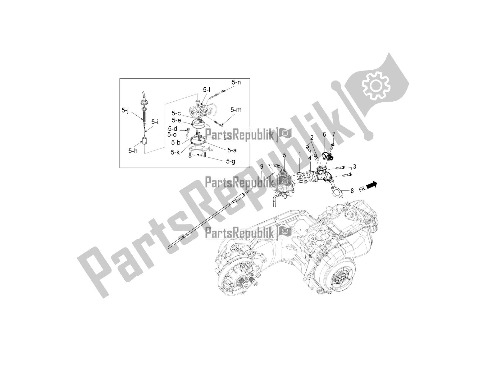 Alle onderdelen voor de Carburateur-reserveonderdelen van de Aprilia SR 150 HE Carb. 2018